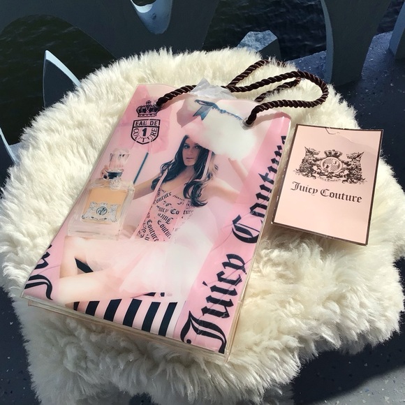 NWT Juicy Couture Eau de Couture Vinyl Tote Bag Love G&P Silk Drawstring Handle